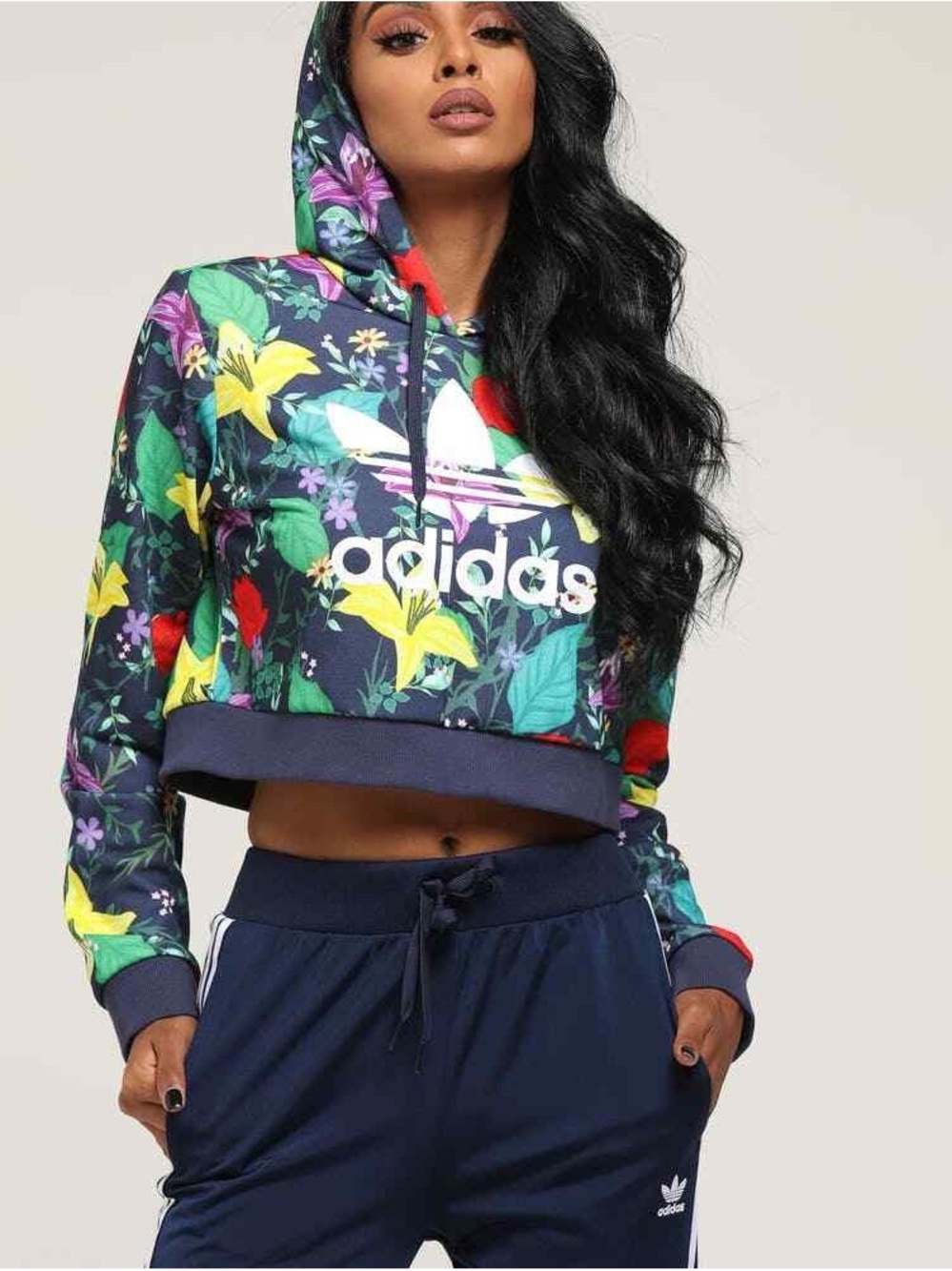 Adidas Originals Blossom of Life Hoodie Floral Cropped Athleisure Women Size S